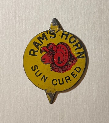 Rams' Horn Sun Cured Tobacco Tags - Metal - Burley Tobacco (CB Lot)