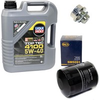 MotoröL Set 5W-40 5 Liter + ÖLfilter SM 5091 + Schraube FüR Hyundai H-1 KIA 2.5
