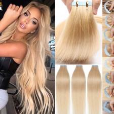 Seamless Skin Weft Tape in Real Human Hair Extensions THICK Full Head Blonde USA