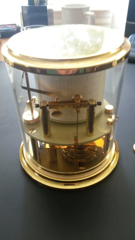 Marine Barograph - Barometer Brass/Glass  Art Deco in Prestine Condition- France