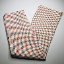 VTG OOAK Unfinished 60s Patriotic Plaid Pants Cream w/ Red  Blue Stripes