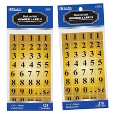 Gold Foil Number Label - 2 Packs by BAZIC (756 Total Labels)