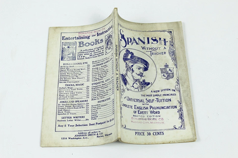 1899 SPANISH WITHOUT A TEACHER A New System Vintage Antique Novelty Book KC Mo - Image 2 of 4