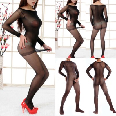 Herren Body Stocking Ganzunterwäsche Body Stocking Rundhals Langarm Strumpfhose