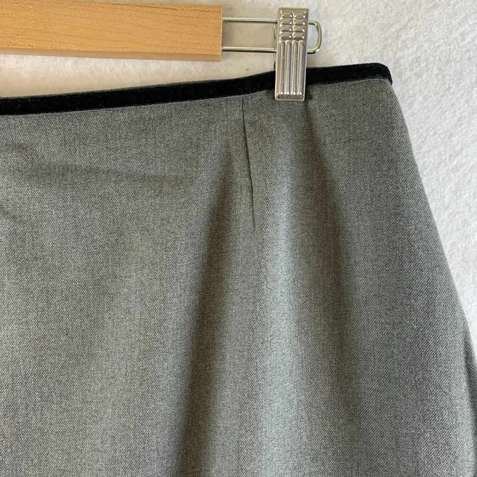 VTG Floral Embroidered Midi Skirt Sz 16 Gray Cottagecore Folk Fringe Hem Career - Image 4 of 4