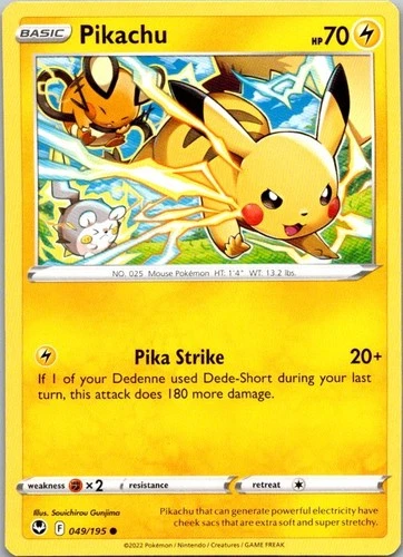 Pikachu Common SWSH12: Silver Tempest 049/195 NM