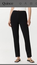 Quince Black Ponte Pants - Straight Leg - Faux Pockets - LARGE- Regular -