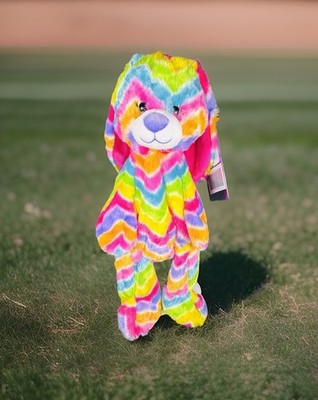 Build-A-Bear Chevron Multi Colored Rainbow Zig Zag Easter Bunny Rabbit NWT 2014