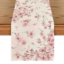  Floral Cherry Blossoms Branches Summer Table 13" x 72", Table Runner Pink