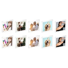3.9 x 3.9 Inch Acrylic Magnetic Picture Frame 10Pcs Mini Picture Frames, Clear