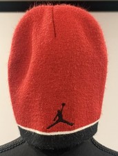 Jordan Youth Beanie Red Black White Knit Hat Jumpman Logo Acrylic