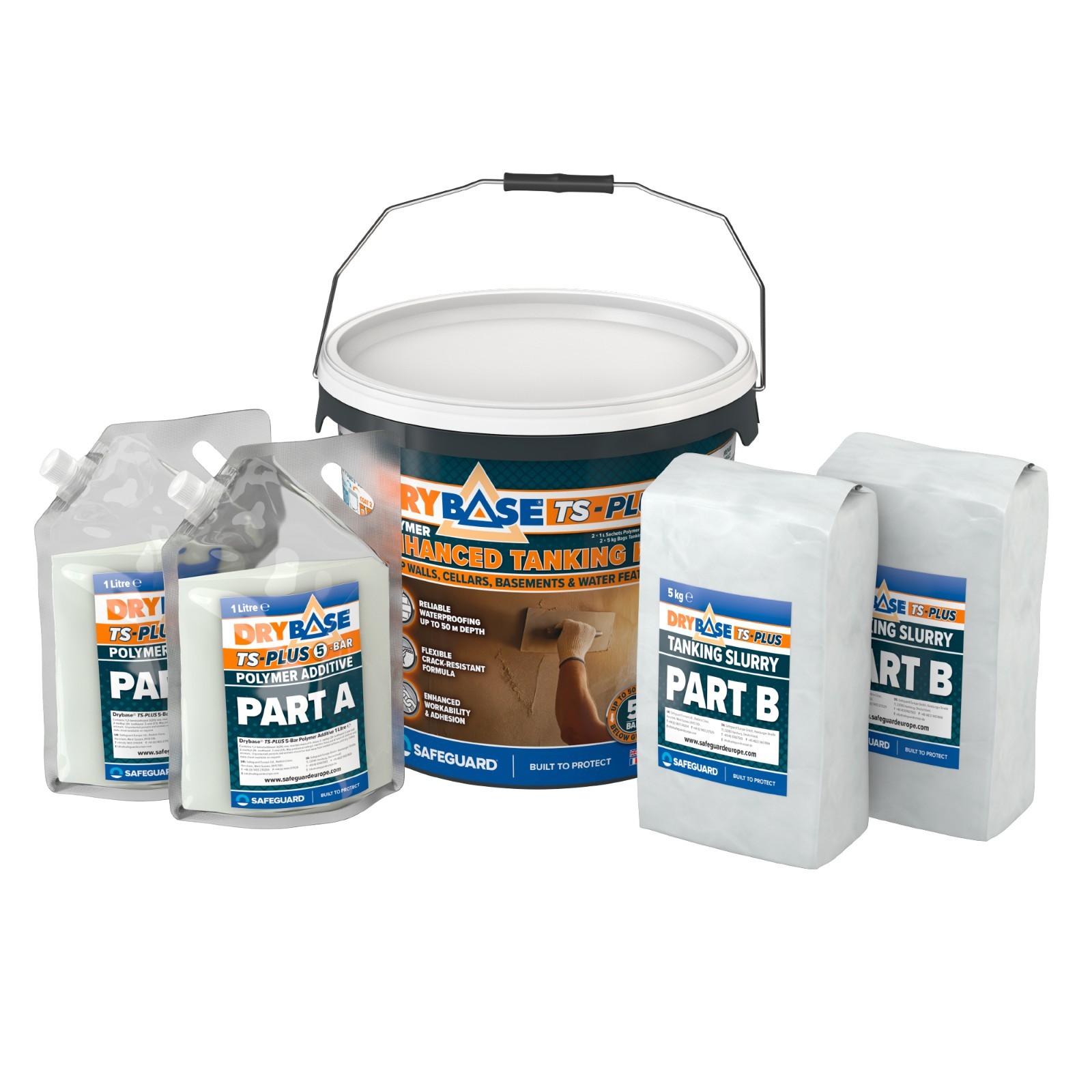 Drybase TS-PLUS Tanking Slurry Kit 12 KG Polymer Enhanced Waterproofing Cement