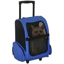 PawHut Pet Travel Backpack Bag Cat Puppy Dog Carrier w/ Trolley and Telescopic