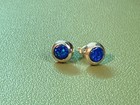 Sterling Silver 925 Blue Fire Opal Stud Earrings Bezel Setting 8mm — photo 1