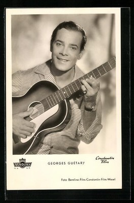 Actor Georges Guetary Plays a Guitar, Postcard 