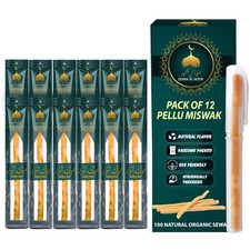 Pack of 12 Miswak Sticks for Teeth with Holder 1 Count Pack 12 , Natural