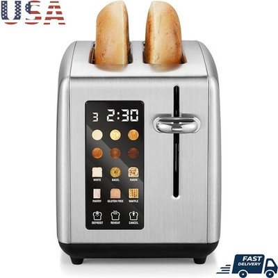 Digital Toaster LCD Display Touch Control 6 Toast Shades Extra Wide Slots New