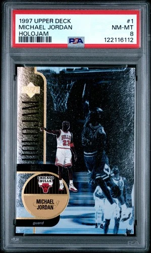 1997 UD HOLOJAM #1 MICHAEL JORDAN PSA 8