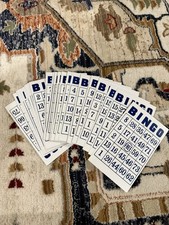 Vintage Aged Bingo Card Lot of 12 Cards Ephemera Collection Blue