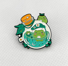 Cute Frog Potion Bottle Enamel Pin Cottagecore Kawaii Nature Badge