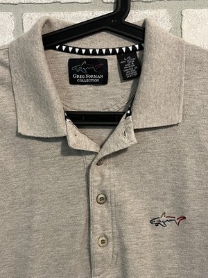 Greg Norman Collection Men s Large Brown Cotton Polo Shirt Logo on Sleeve
