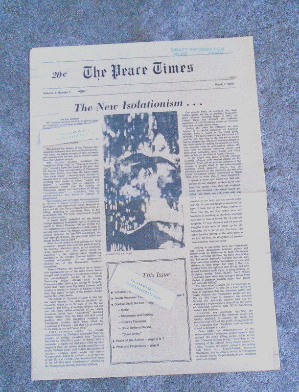 The Peace Times Newspaper, March 7, 1970 Volume1, Number 1