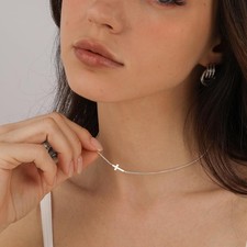 Cross Necklace for Women Trendy 14K Dainty Gold Silver Plated Cross Pendant Neck