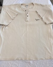 VTG 90  s JNCO Henley Men  s Size 1 Short Sleeve Shirt Embroidered Beige Ribbed