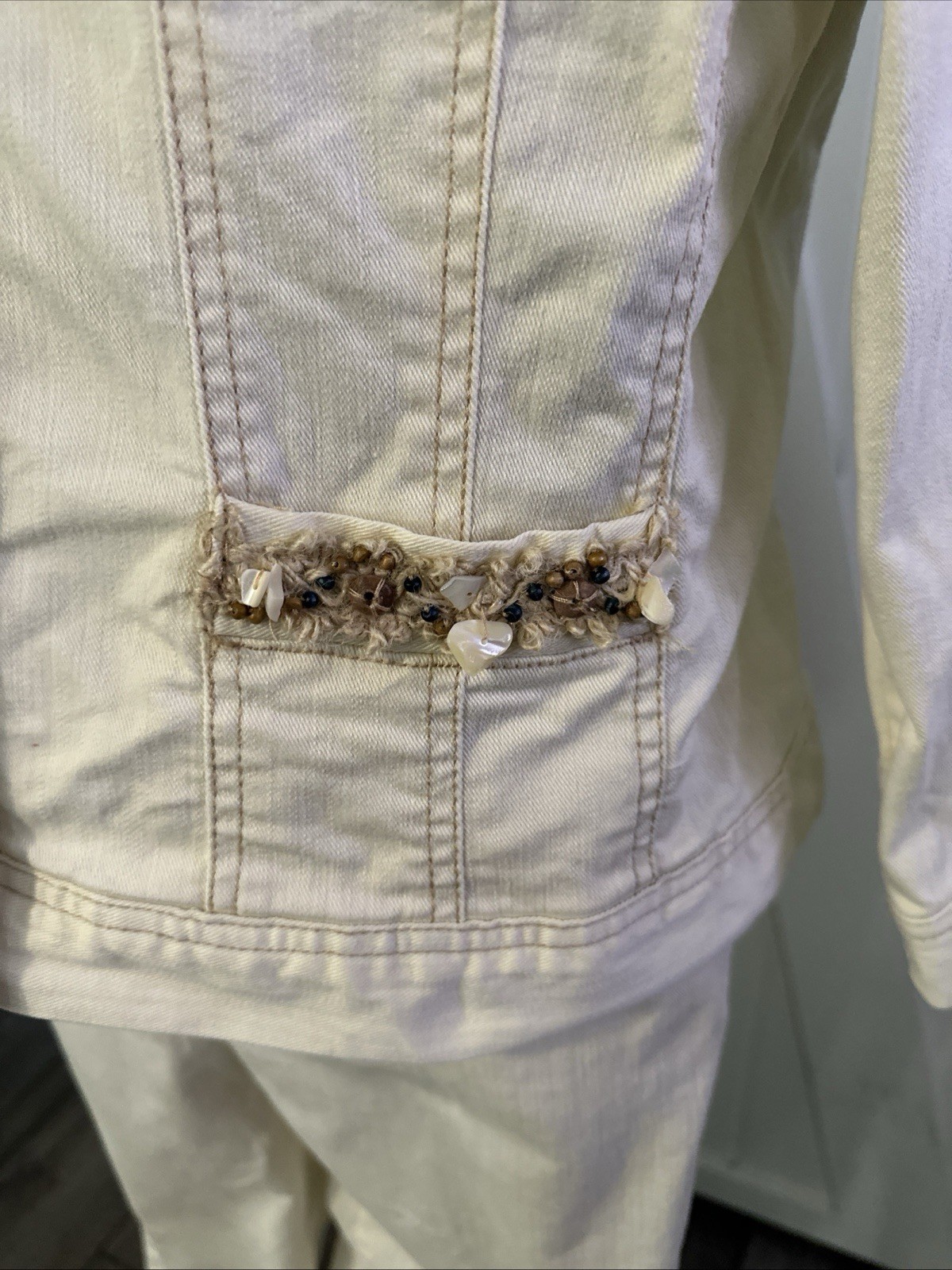 Ruby RD Two Piece Denim Set Cream Colored - image 7