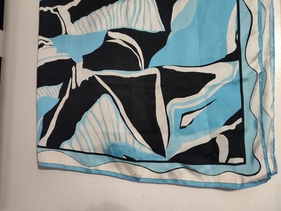 CIN CIN-Resort Wear-Long Scarf-45''X  37''-Artifice Aqua-Blue/Black/White-NEW-NICE