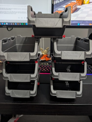 #ad ***HUSKY Grey Stackable Small Parts Storage Bins Lot of 7 USED C $25.27