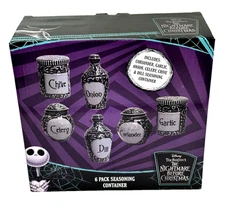 Disney Nightmare Before Christmas Spice Jar Set 6 Pack Ceramic Containers