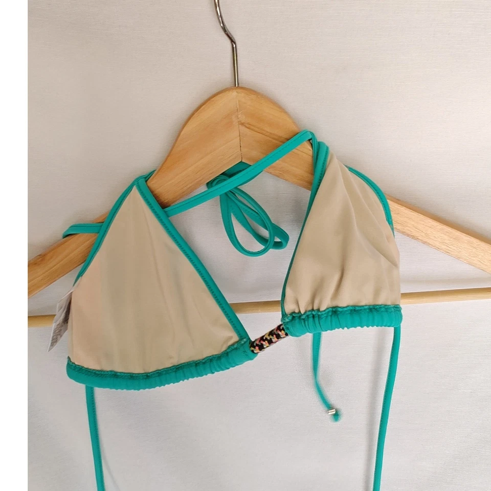 Milly Cabana Laguna Turquoise Bikini Top Triangle Itsy Bitsy Swimwear Size S - Image 2 of 4