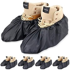 Reusable Boot  Shoe Covers, Washable, Non-Slip, 5 Pairs, Large Black