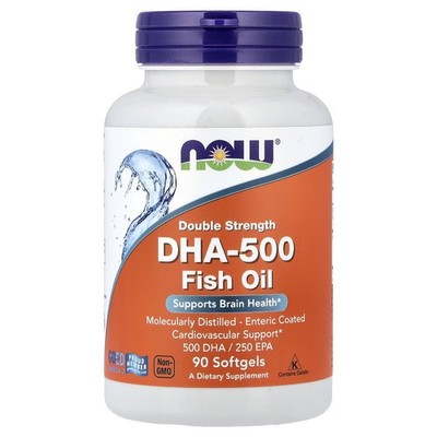 NOW Foods DHA-500 Fischöl - 90 Weichkapseln - unterstützt die Gesundheit des Gehirns