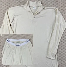 Vtg USA LL Bean Thermal Long Johns Set Mens L/XL Mock Top Bottoms Base Layer EUC