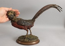 LARGE Antique FRANZ BERGMAN Cold Painted Austrian Bronze PHEASANT Bird Sculpture