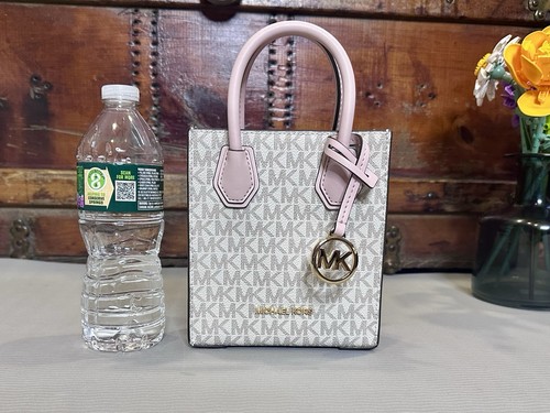 NWT Michael Kors Mercer Extra Small Shopper Crossbody Bag MK Powder Blush Multi - Picture 2 of 8