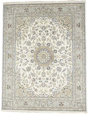 Living Room Decor Rug 8X10 Indo-Nain Oriental Carpet Floral Medallion Design