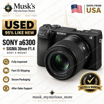Sony Alpha A6300 +  Sigma 30Mm F1.4  4K Vedio F2.8 Mirrorless Camera AF