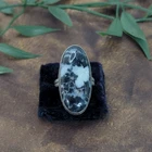 White Buffalo Turquoise 925 Sterling Silver Ring Size 8.25, 10 grams Vintage