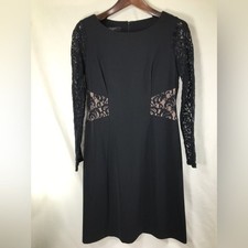 A Women's Nine West Black Lace Long Sleeve Dress Size 8