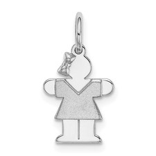 14k White Gold The Kids Mini Girl Hugs Charm Pendant