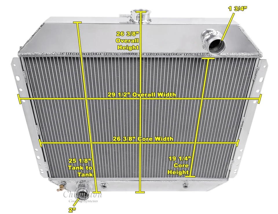 CAMPEÓN CUBIERTA RADIADOR ALUMINIO 4 FILAS Y VENTILADOR 16" CAMIONETA FORD F-100 1966-1979 Foto 4 de 4