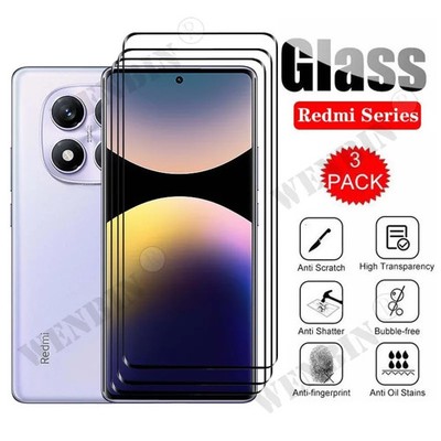 3 Pcs Tempered Glass For Redmi Note 14 / Note 14 Pro / Note 14 Pro Plus Curved