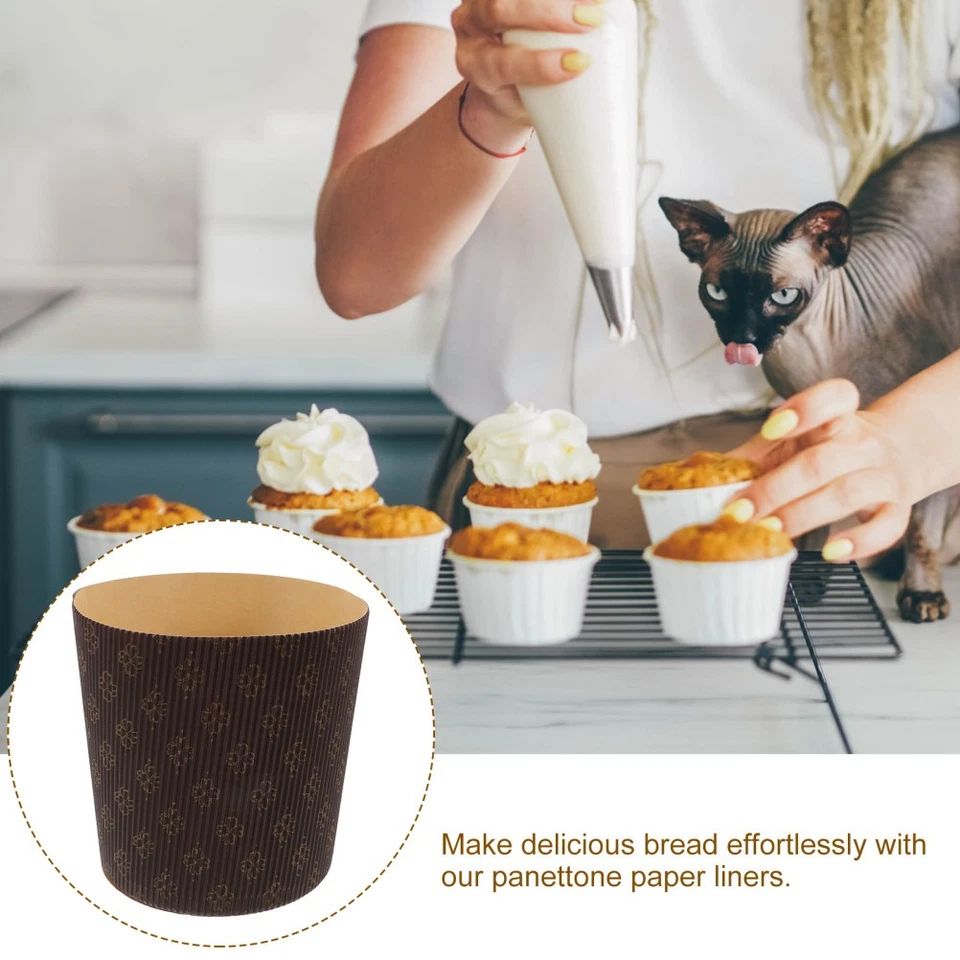  25 Pcs Paper Cupcake Liners Bread Mold for Baking Bakeable Panettone Pans - image 2 of 4