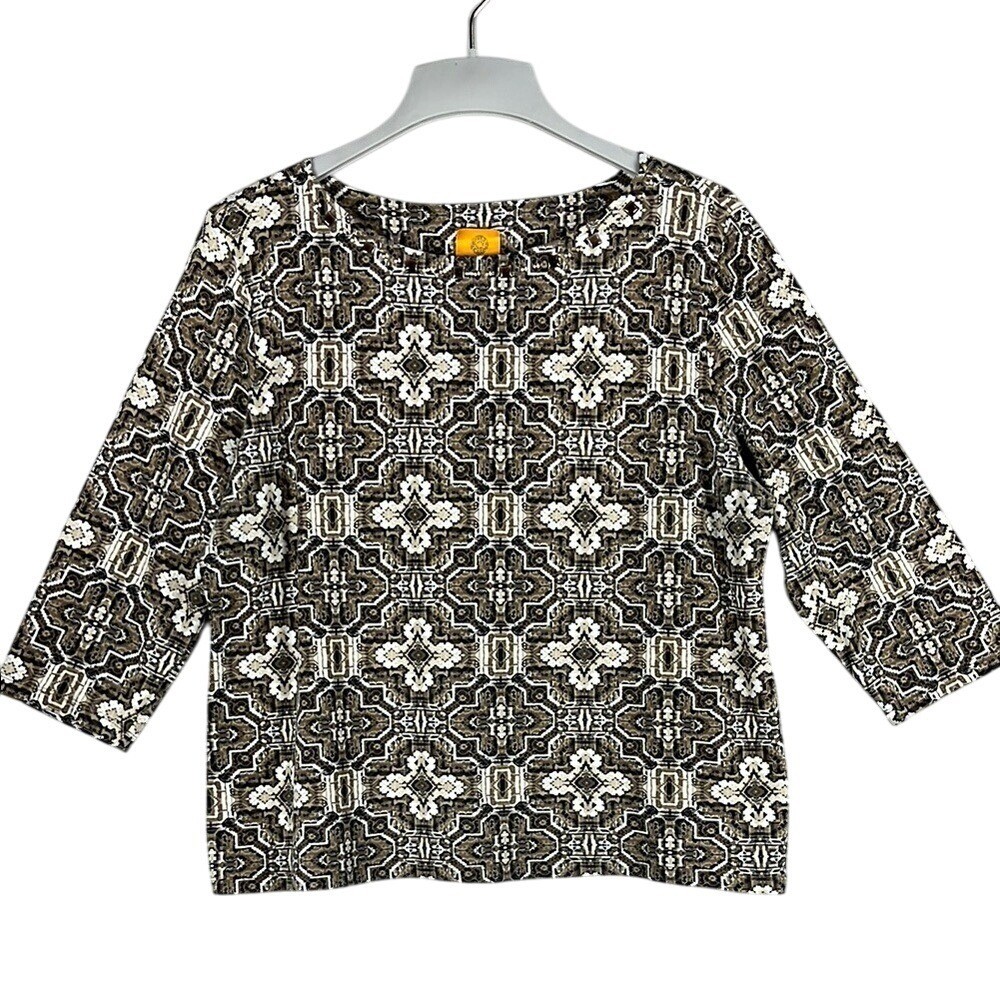 Ruby Rd  3/4 Sleeve Geometric Patterned Top Women… - image 1
