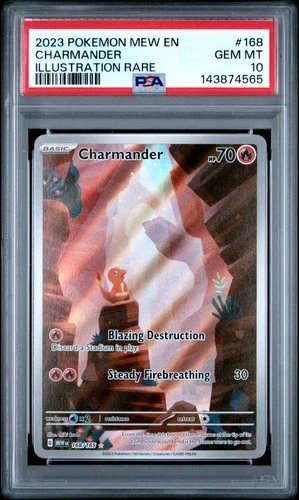 2023 POKEMON MEW EN-151 ILLUSTRATION RARE #168 CHARMANDER PSA 10
