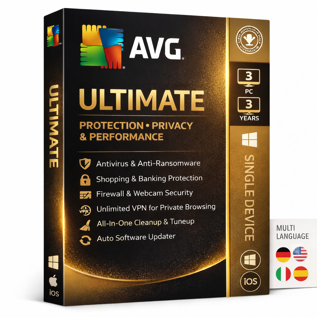 AVG Ultimate 2026 VPN Included 3 Years, 3 Devices (Global Activation)