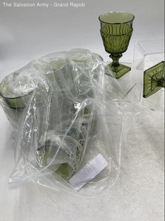 Avocado Green Indiana Glasses Drinking Serving Goblet Set Of 6